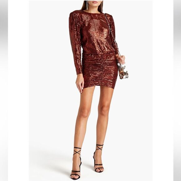 $658 Retrofete Flynn ruched sequined tulle mini dress NWT Small - Picture 1 of 10